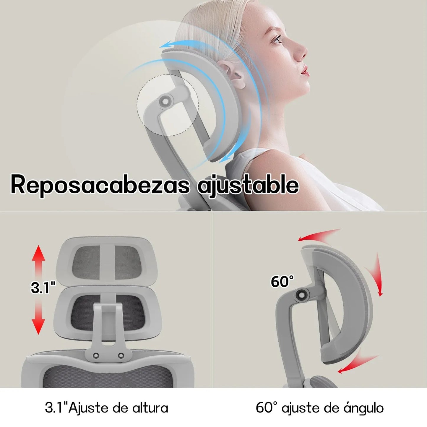 SILLA DE OFICINA SUPER ERGONÓMICA MADRID REPOSABRAZO 4D, REPOSAPIES, RECLINABLE 135°, ASIENTO Y LUMBAR AJUSTABLE