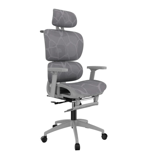 SILLA DE OFICINA SUPER ERGONÓMICA MADRID REPOSABRAZO 4D, REPOSAPIES, RECLINABLE 135°, ASIENTO Y LUMBAR AJUSTABLE