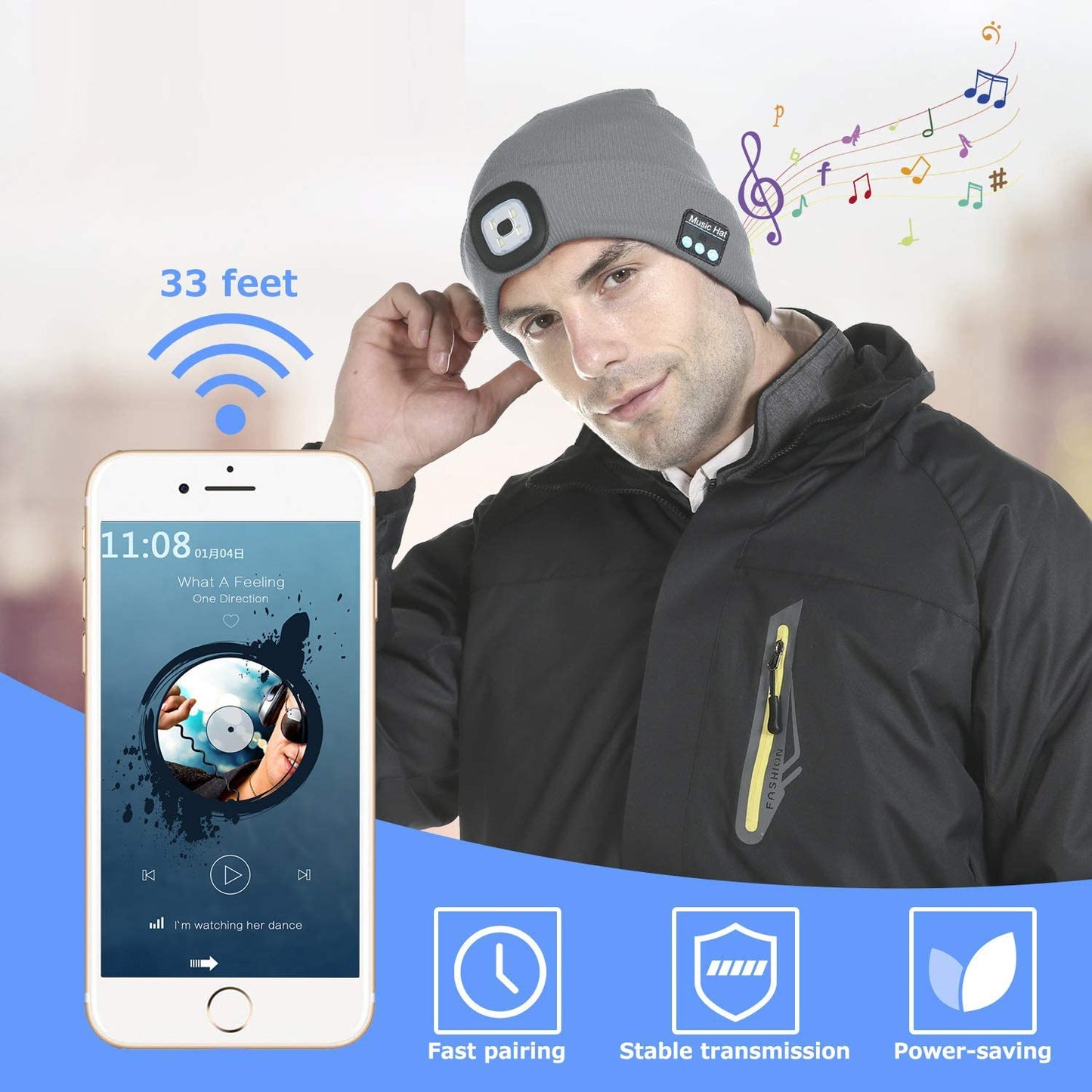 GORRO BLUETOOTH RECARGABLE CON LUCES - RESPONDE LLAMADAS