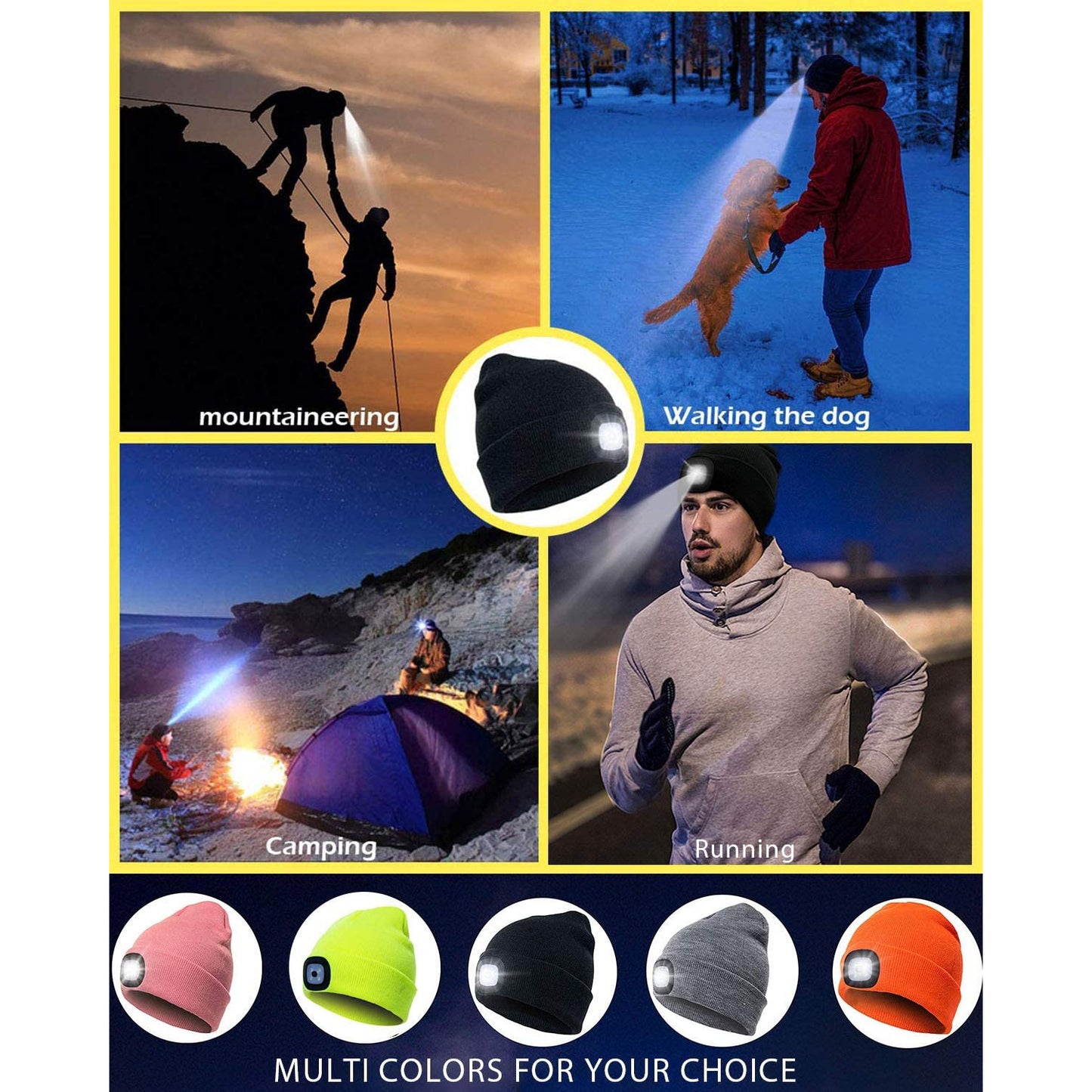 GORRO BLUETOOTH RECARGABLE CON LUCES - RESPONDE LLAMADAS