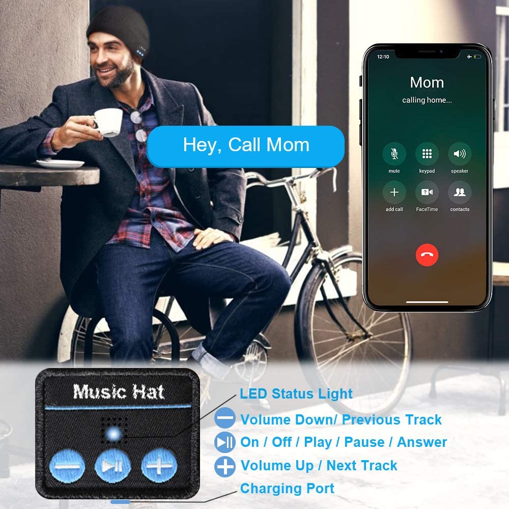 GORRO BLUETOOTH RECARGABLE CON LUCES - RESPONDE LLAMADAS