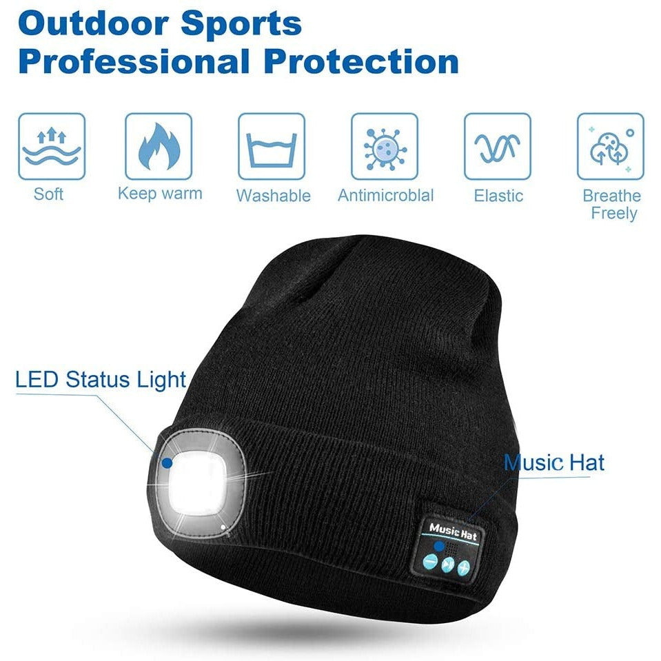 GORRO BLUETOOTH RECARGABLE CON LUCES - RESPONDE LLAMADAS